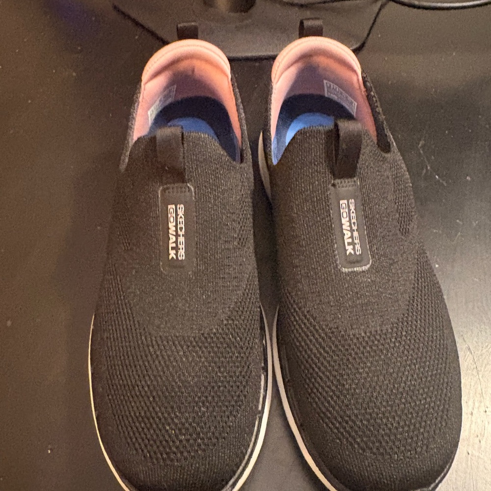 Skechers Black and Pink Slip-On Sneakers